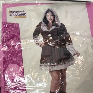 Eskimo Kisses Hooded Mini Dress Faux Fur Shoe Covers Halloween Costume